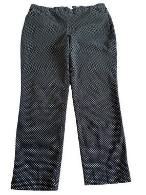 Chico's Women's US Size 14R Black with White Polka Dot Cropped Pants